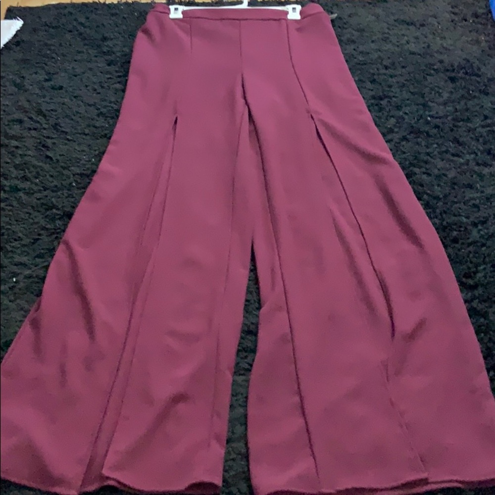 Wide legged pants.